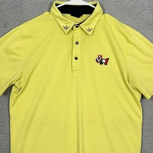 Admiral Polo Shirt Mens Medium Yellow Golf Rugby Scatty Cameron Short Sleeve